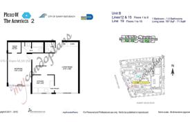 1 odalılar kondominyumda daireler 71 m² Sunny Isles Beach'da, Amerika Birleşik Devletleri. $320,000